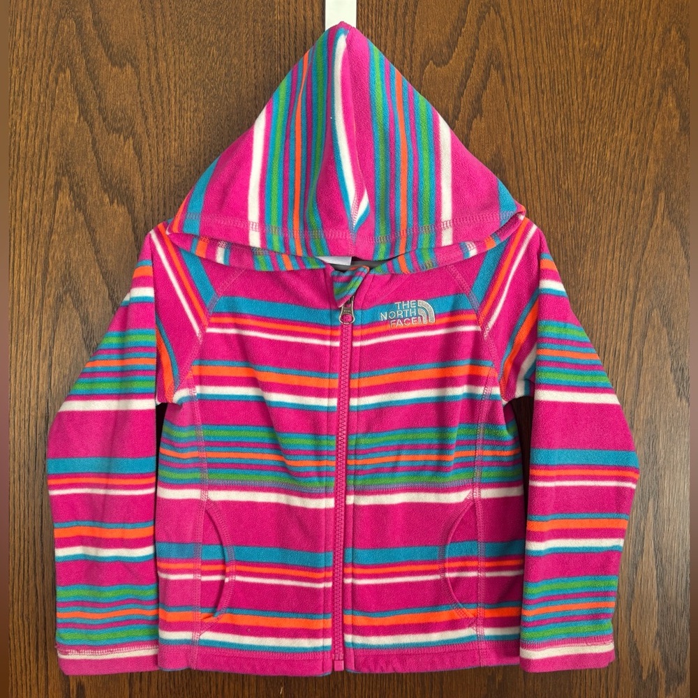 The North Face Pink Multicolor Striped Toddler Hoodie